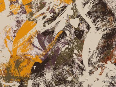 Renkli boya darbelerinin dokusu, farklı boyutlarda ve şekillerde fırçalarla bulanık noktalar. Stilize suluboya, yağ grunge arkaplan.