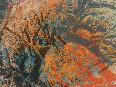 soyut arkaplan renklendirilmiş grunge desen kaotik fırça darbeleri ve boya fırçaları