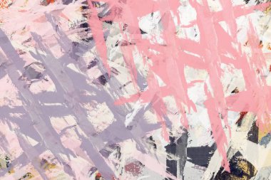 Renkli boya darbelerinin dokusu, farklı boyutlarda ve şekillerde fırçalarla bulanık noktalar. Stilize suluboya, yağ grunge arkaplan.