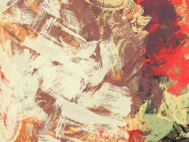 Renkli boya darbelerinin dokusu, farklı boyutlarda ve şekillerde fırçalarla bulanık noktalar. Stilize suluboya, yağ grunge arkaplan.