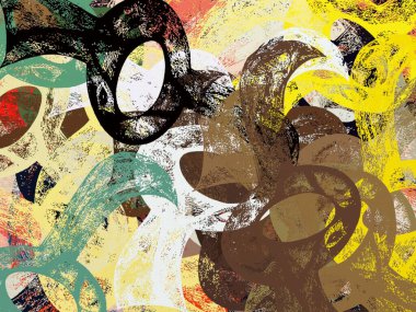 Renkli boya darbelerinin dokusu, farklı boyutlarda ve şekillerde fırçalarla bulanık noktalar. Stilize suluboya, yağ grunge arkaplan.