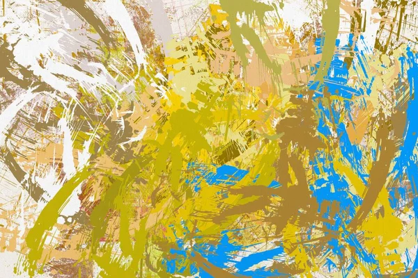 Akvarell, olaj, grunge háttér Textúra stroke színes festék, elmosódott foltok ecsetek különböző méretű és alakú. — Stock Fotó