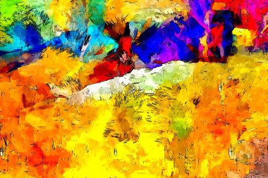 Renkli boya darbelerinin dokusu, farklı boyutlarda ve şekillerde fırçalarla bulanık noktalar. Stil suluboya, yağ grunge arka plan rengi, yağ, grunge arkaplan