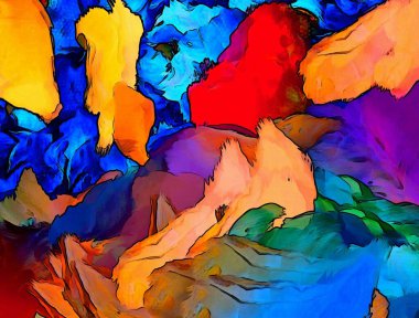 Renkli boya darbelerinin dokusu, farklı boyutlarda ve şekillerde fırçalarla bulanık noktalar. Stil suluboya, yağ grunge arka plan rengi, yağ, grunge arkaplan