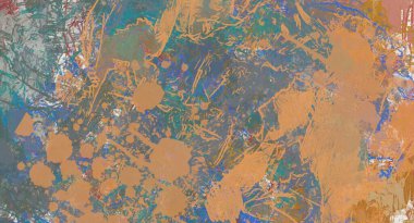 Renkli boya darbelerinin dokusu, farklı boyutlarda ve şekillerde fırçalarla bulanık noktalar. Stil suluboya, yağ grunge arka plan rengi, yağ, grunge arkaplan