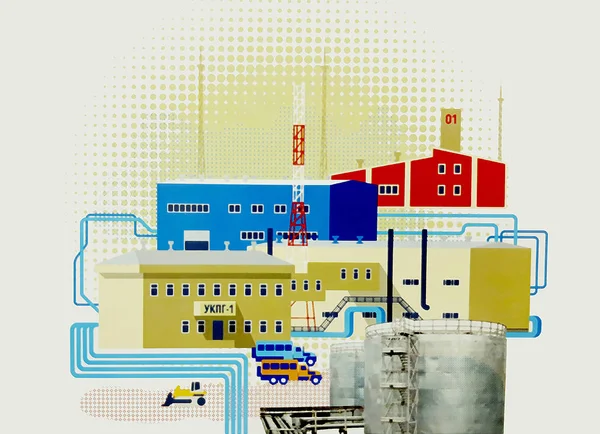 Indústria Óleo Planta Tecnologia Energia Trabalho Extração Processamento — Fotografia de Stock