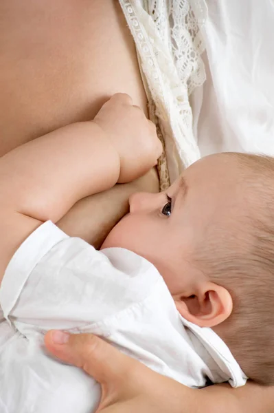 Baby Drinken Moedermelk Voeding Baby — Stockfoto