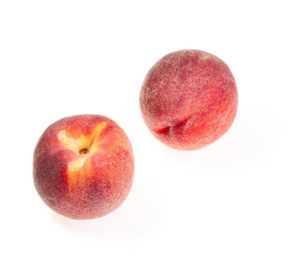 Two Ripe Juicy Peaches Isolated White Background — Stock Photo, Image