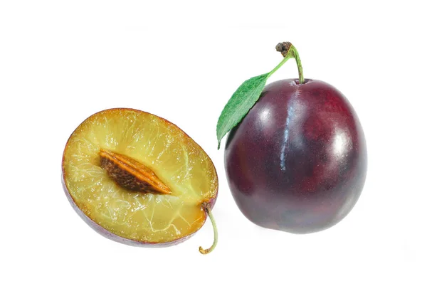 Zoete Pruimen Plum Geïsoleerd Een Witte Achtergrond Close — Stockfoto