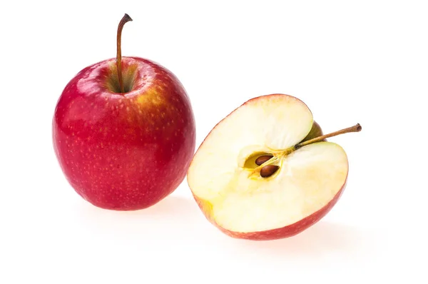 Κόκκινο Χυμό Μήλου Και Μισό Μέρος Σπόρους Που Απομονώνονται Λευκό — Φωτογραφία Αρχείου