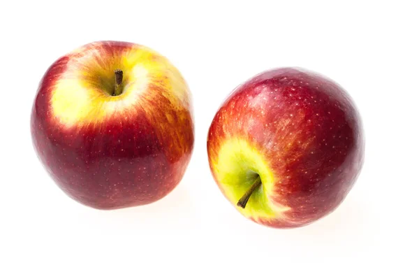 Δύο Νόστιμα Μήλα Κόκκινα Απομονωμένες — Φωτογραφία Αρχείου