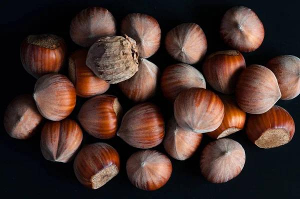 Avelãs Pilha Avelãs Orgânicas Frescas Cima Fundo Alimentar Fundo Avelã — Fotografia de Stock