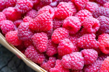 Taze ahududu, makro, üstten görünüm