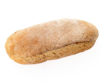 Uzun somun lezzetli ev yapımı çavdar ekmeği. Yan görünümü. Beyaz izole