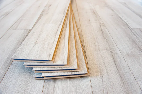 Light Laminate Floor Some Laminate Left Work — Stock Photo, Image