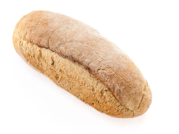 Prostě Pečené Dlouhá Pecen Žitného Chleba Izolované Bílém — Stock fotografie