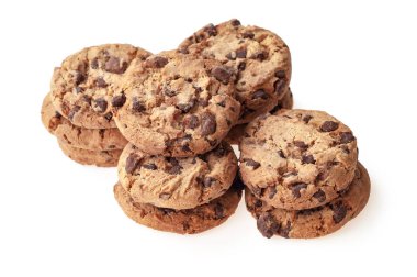 Taze pişmiş, çerezler ve çikolata üzerine beyaz izole  