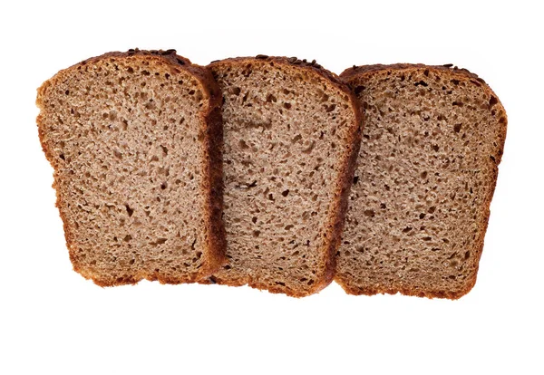 Krájený Chléb Izolovaný Bílém Pozadí Horní Pohled — Stock fotografie