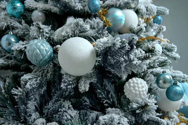 Bolas Natal Decorativas Árvore Natal Fundo Brilho — Fotografia de Stock