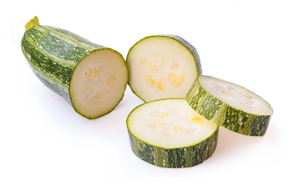 Fresh cutted zucchini isolated on a white background — Stock Photo, Image