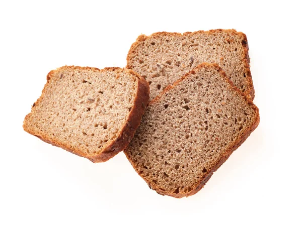 Plátky žitného chleba izolované na bílém pozadí — Stock fotografie