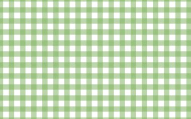 Gingham deseni kusursuz. Yeşil beyaz ekose. Baskı, tekstil, tartan, masa, kumaş, sargı bezi, hediye, gömlek, elbise, ev için taşıyıcı tekrar. Basit retro kare çizgi.