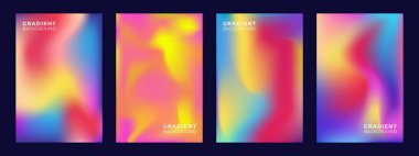 Ağ eğimli arka planlara sahip renkli afişler. Posterler, el ilanları, kapaklar ve dijital şablonlar için modern soyut tasarım.