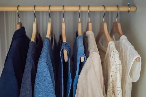 Clothes Hangers Cabinet Gradient White Dark Blue — Stock Photo, Image