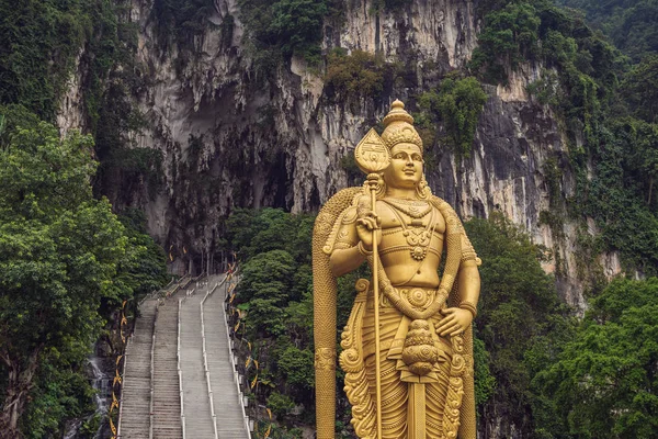 Batu Grottor Herren Murugan Statyn Och Ingången Nära Kuala Lumpur — Stockfoto