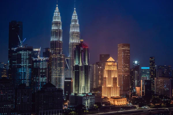 Skyline Van Kuala Lumpur Nachts Maleisië Kuala Lumpur Hoofdstad Stad — Stockfoto