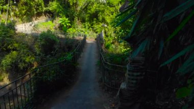 Steadycam atış küçük köprü Nehri ile Bali, Endonezya üzerine küçük bir yerel Tapınak