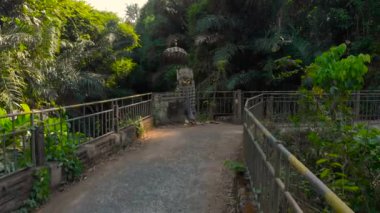 Steadycam atış küçük köprü Nehri ile Bali, Endonezya üzerine küçük bir yerel Tapınak