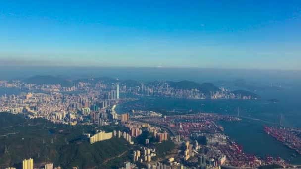 Aerial View Hong Kong City Small Islands Sea — Stock Video