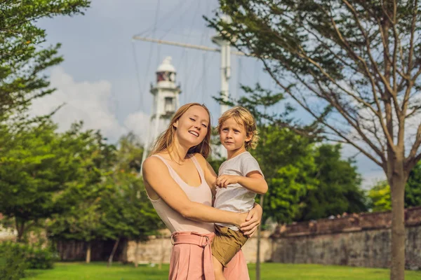 Mom Son Background Fort Cornwallis Georgetown Penang Star Fort Built — Stock Photo, Image