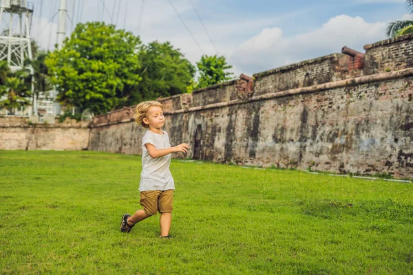 Boy Background Fort Cornwallis Georgetown Penang Fuerte Estrella Construido Por — Foto de Stock