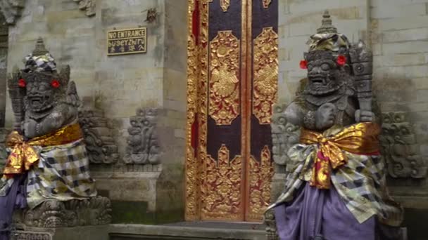 古いアジアの庭で装飾が施された石の生き物の詳細ビュー — ストック動画