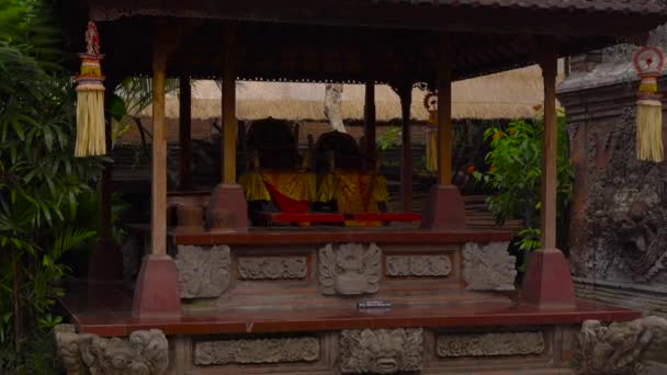 Vue Détaillée Vieux Temple Asiatique Dans Jardin Vert — Video
