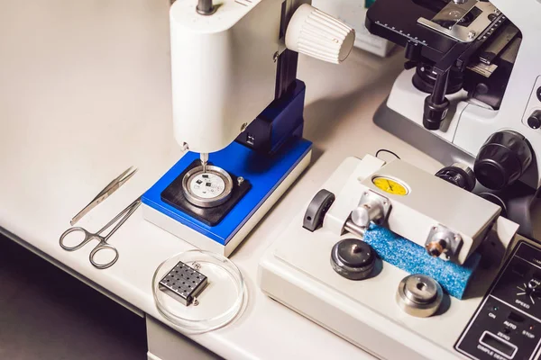 Precision Micrometer Grinder Polishing Machine Close — Stock Photo, Image