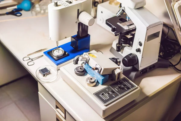 Precision Micrometer Grinder Polishing Machine Close — Stock Photo, Image