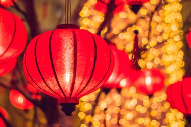 Çin fenerler yılbaşı Festivali sırasında. Vietnam yeni yıl.