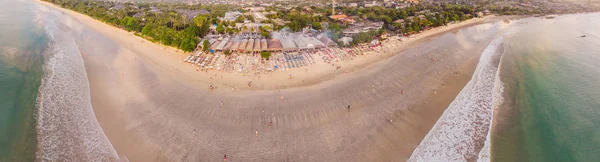 Widok Lotu Ptaka Plaży Jimbaran Bali Owoce Morza Osób — Zdjęcie stockowe