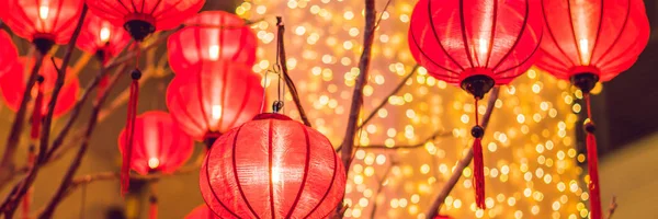 Linternas Chinas Rojas Durante Festival Año Nuevo —  Fotos de Stock