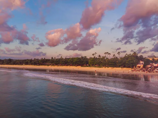 Aerial View Balinese Jimbaran Beach Seafood Restaurants People — Stock Photo, Image