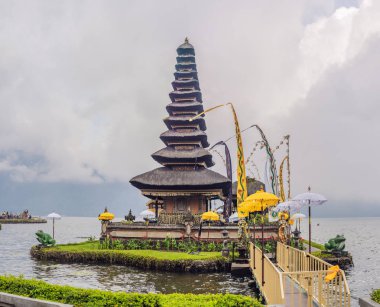 Pura Ulun Danu Bratan hindu water temple on Bali island, Indonesia clipart