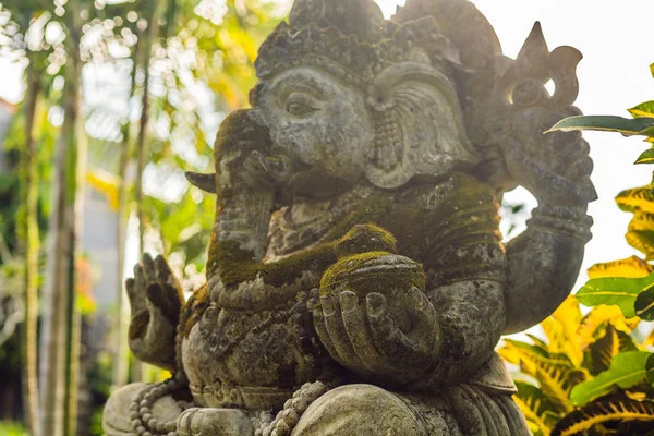 Статуя Ганеша Покрытая Мхом Парке Остров Бали Стоковое Изображение