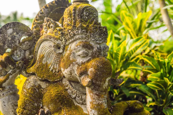 Ganesha Staty Täckt Med Mossa Park Bali Royaltyfria Stockbilder