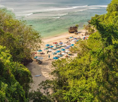 Padang Padang Beach, Büyük panorama, Bali Adası Endonezya