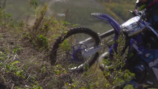 Vladivostok Rusko Října 2018 Zpomalený Záběr Motocyklový Závodník Koni Kola — Stock video