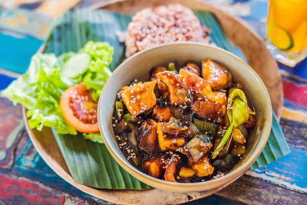 Popular Balinese Meal Rice Variety Side Dishes Which Served Together — Stock Photo, Image