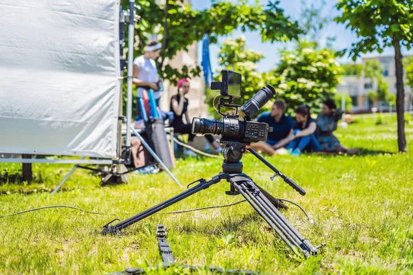 A professional cinema camera on a commercial production set — Stock Photo, Image